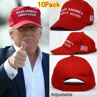 10 Pack MAGA USA Flag Red Hats Make America Great Again Unisex Republican Caps 2