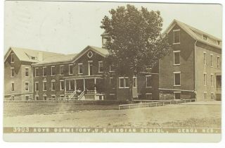 1909 Indian School Genoa Nebraska Ne Rppc Real Photo Postcard Native American