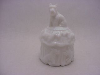 Vintage Scottie Dog White Milk Glass Powder Jar Candy Dish