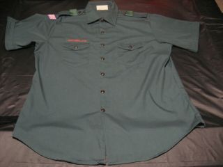Official Bsa Boy Scout Venturing Mens Xl (17 - 17 1/2) Green Uniform Shirt