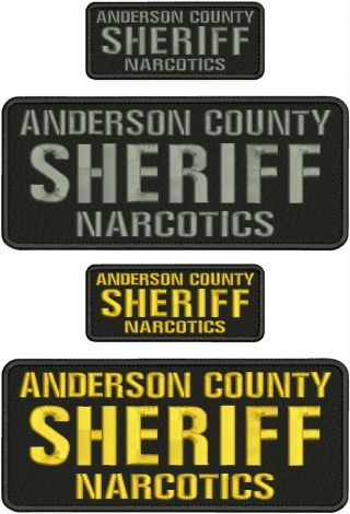 Anderson County Sheriff Narcotics Embroidery Patches 4x10&2x5 Hook On Baco Blk/g