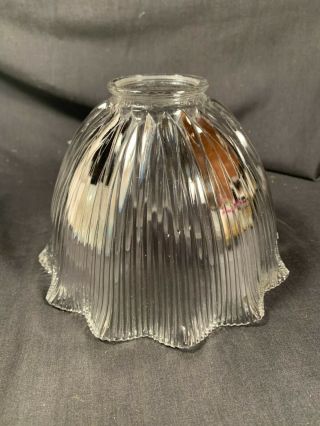 Antique Xe - 40 Holophane Ruffled Industrial Glass Lamp Shade 2&1/4 " Fittter D1912