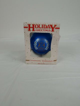 1995 State Of Michigan Christmas Tree Ornament Blue Glass Made In Usa