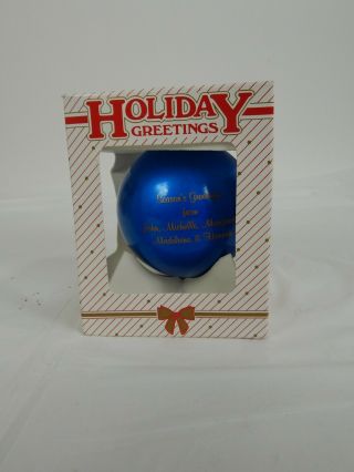 1995 State of Michigan Christmas Tree Ornament Blue Glass Made in USA 3