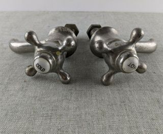 Antique Chrome Plated Brass Hot And Cold Porcelain Faucet Taps