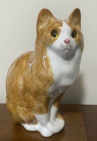 Vintage Ns Gustin Co Ceramic Cat Hand Painted Tabby 11 "