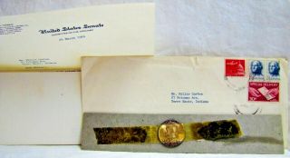 Us Senate Birch Bayh 1964 Kennedy Half Dollar Coin Special Delivery Stamp Letter