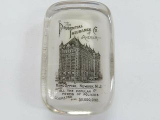 Antique Prudential Insurance Co Of America Advertising Glass Paperweight Newark