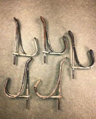 5 Vintage Antique Twisted Wire Coat Hat Hooks Screw In Style 3 " Farmhouse Rustic