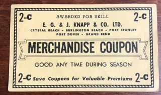 Vintage Skee Ball Ticket Coupon Defunct Crystal Beach Ontario Canada