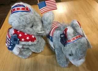 1984 Gop Democratic Conventions Plush Elephant And Donkey Applause Reagan