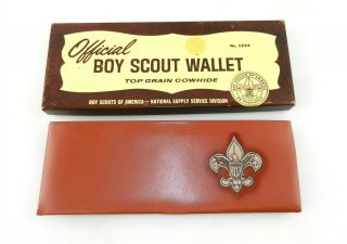 Vintage Official Bsa 1233 Boy Scout Wallet Top Grain Cowhide Nib S40