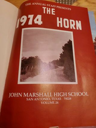 John Marshall High School 1974 Yearbook volume 24 San Antonio,  Texas 3