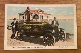 1915 St.  Petersburg,  Fl Postcard Foley Carter Insurance Agency Model T House Car
