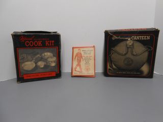 Vintage Boy Scouts Mess Kit Cooking Set Camping Outdoor Pot Pan Water Canteen