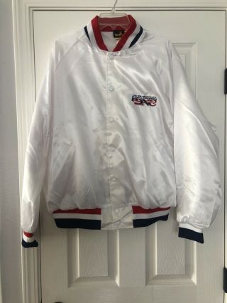 1996 Dnc Democratic National Convention White Nylon Satin Jacket Sz Xl Usa
