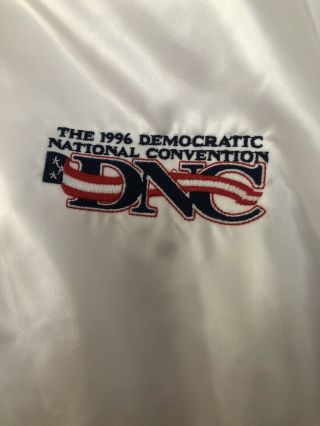 1996 DNC DEMOCRATIC NATIONAL CONVENTION WHITE NYLON SATIN JACKET Sz XL USA 2