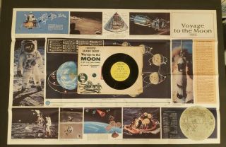 Hamond Talking Series Voyage To The Moon Poster & Record Apollo 11 Space Nasa