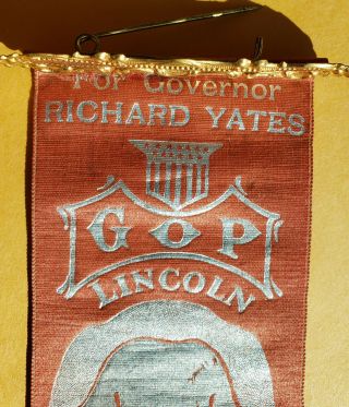 Richard Yates For Governor of Illinois Campaign Ribbon 6.  5 