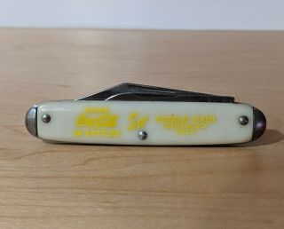 Vintage Coca Cola Pocket Knife Worlds Fair Chicago 1933 5 Cent Yellow Lettering