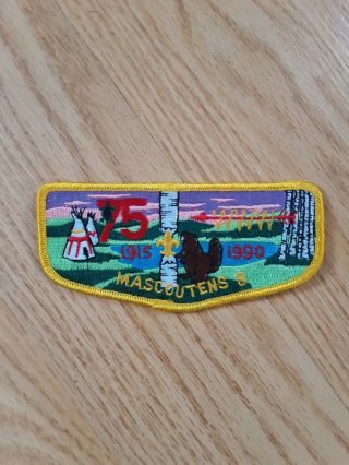 Boy Scouts Of America Mascoutens Lodge 8,  1915 - 1990,  75th Anniversary Flap Patch