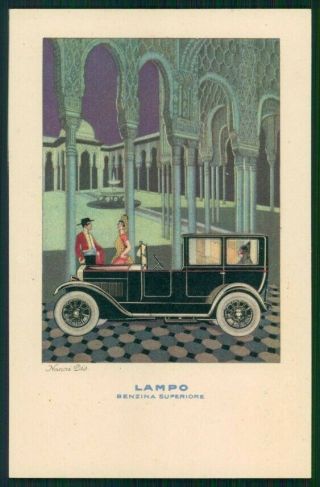 Artist Signed Nanni Italian Art Deco Advertising Lampo Genova Car Pc Tc4726