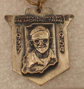 Vintage Boy Scout Bsa Larry L.  Ayers Memorial Trail Medal Silver Color