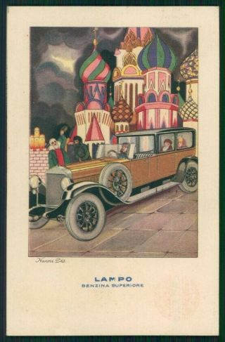 Artist Signed Nanni Italian Art Deco Advertising Lampo Genova Car Pc Tc4724