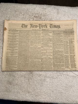 Civil War Era York Times Newspaper December 5,  1861