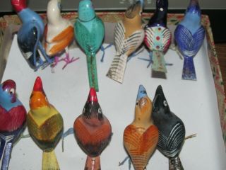 Vintage Paper Mache bird figurine hand painted Complete set 3