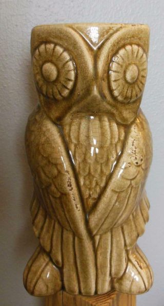 Vintage Large Owl Vase Mcm Shades Of Sage Green 12 "