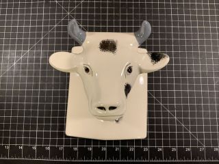 Towle Vintage White Ceramic Cow Bull Head Towel Apron Holder Wall Hook B9
