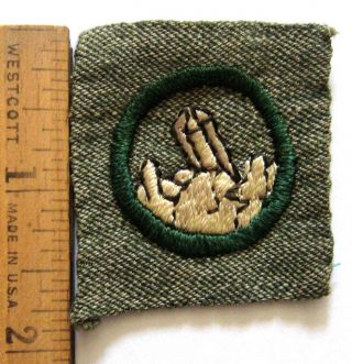 Rare 1928 - 1933 Girl Scout Rock Finder Badge Geology Crystals Patch Grey Square