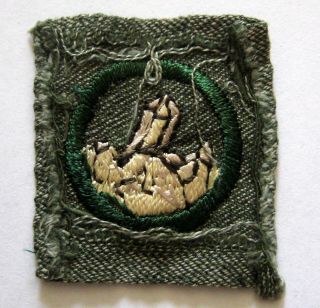 RARE 1928 - 1933 Girl Scout ROCK FINDER BADGE Geology Crystals Patch GREY SQUARE 2