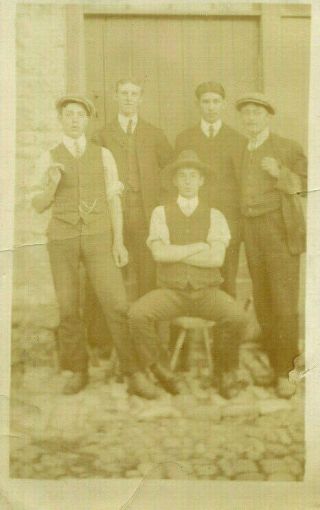1910 Postcard Group Of Young Men Dressed For Town Begelly Pembrokeshire