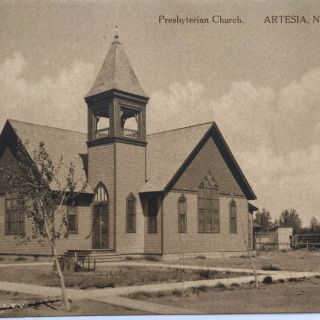 Artesia Nm Presbyterian Church Building Postcard Pecos Valley Drug Co