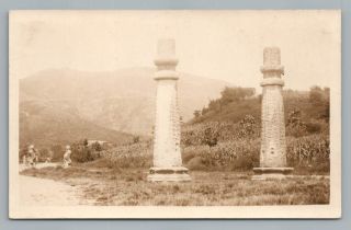 Stone Towers China Antique Rppc Real Photo Postcard Chinese 1930s