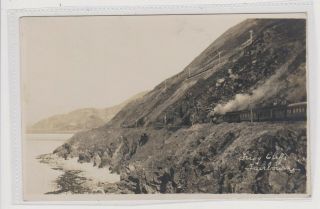 Fairbourne Friog Cliffs Shows Steam Train Rppc Postmarked Fairbourne 1930