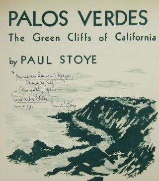Vtg Palos Verdes Estates Sheet Music The Green Cliffs Of California Signed 1950