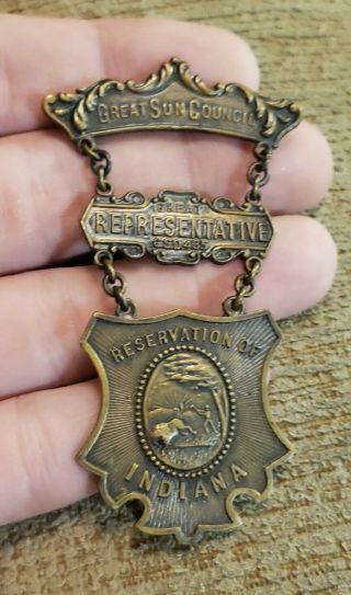 Rare Early 1900s Reservation Of Indiana Improved Order Of Red Men Medal Badge