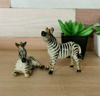 Zebra Family Figurine Hand Painted Collectible Statue Home And Garden Decoration
