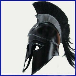 Medieval Greek Corinthian Helmet With Black Plume Knight Armour Spartan Costumes