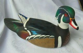 Decoys By Fell,  Canadian Carver Wood Duck Decoy Signed L.  Fell