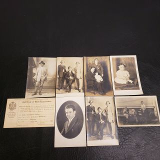 7 Pc Set Of Antique Real Photo Post Cards Rppc Italian Immigrant Family Kenosha