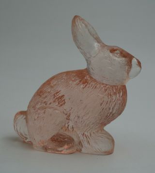 Vintage Pink Glass Bunny Rabbit Figurine