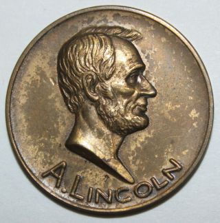 1933 Chicago Century Of Progress Lincoln Exhibit Medal 31mm Gilt Bronze