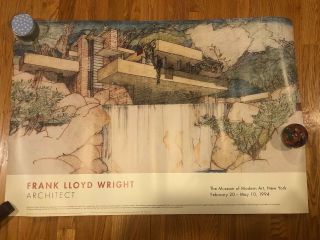 Frank Lloyd Wright 1994 Museum Of Modern Art Expo Falling Water Poster 26 " X39 "