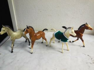 Vintage Glossy Medium Breyer Horses Set Of 4 Chestnut White Appaloosa Horse