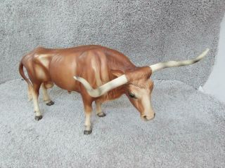 Vintage Breyer Longhorn Bull Statue Figurine 12 " Cow Better Molding Co.  Usa