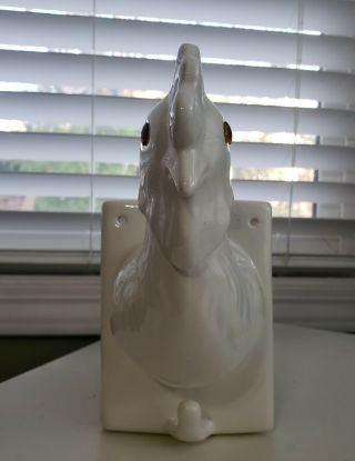 Vintage White Ceramic Rooster/chicken Head Towel/apron Hook,  Rack Wall Hanging